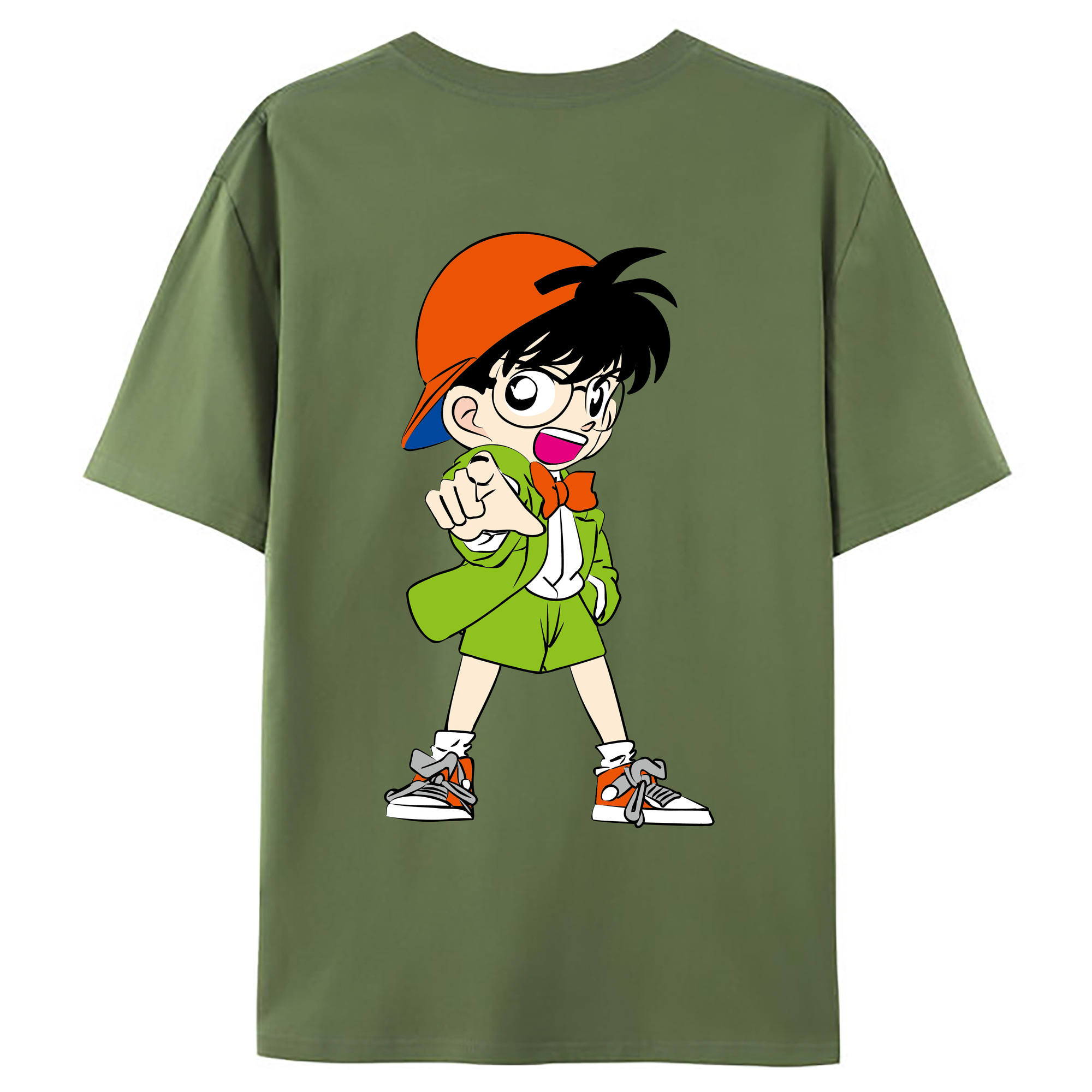 （画像用） 名探偵コナン 江戸川 コナン Detective Conan Conan Edogawa 綿100％ メンズ半袖Tシャツ（バックプリント） 通気性